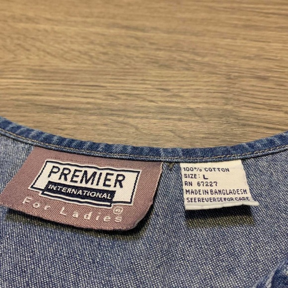 Vintage Premier International For Ladies Large Floral Embroidered Denim Dress - Picture 4 of 4